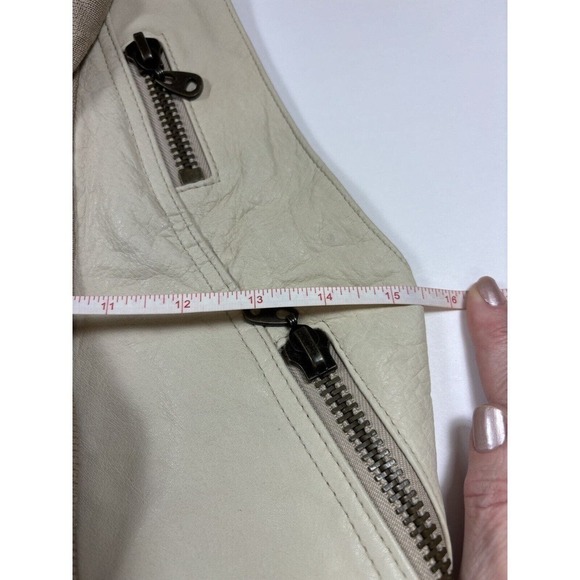 We Love Leather Doma Vest Cream Small Scarf Neck Zipper Accents - Picture 6 of 16